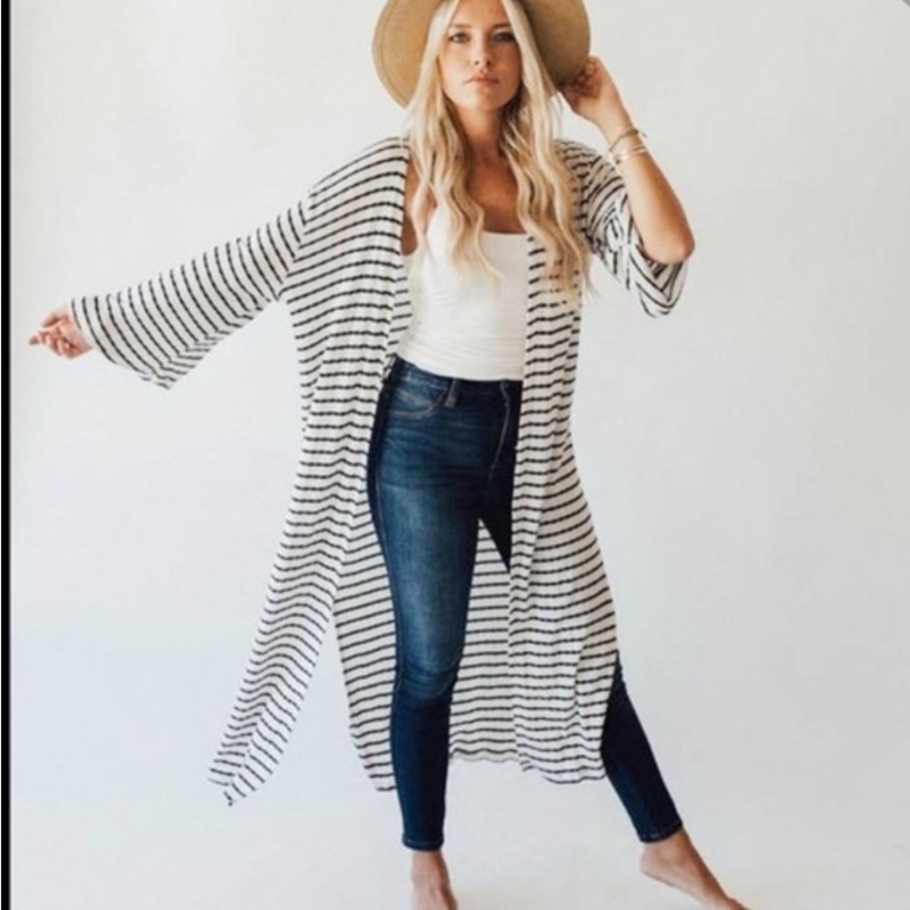 CJLA Annie Striped Duster Cardigan - Small